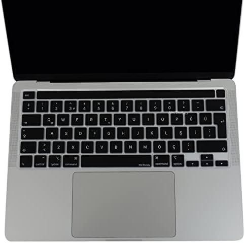 MacBook Pro Türkçe Q Klavye Koruyucu Silikon – EU UK ISO Enter – Bar Uyumlu – 13 inç A2251 A2289 A2338 (M1/M2) – 16 inç A2141 – İnce Siyah