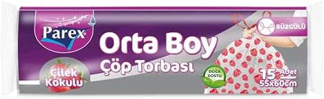 Büzgülü Çöp Torbası Çilek Kokulu Orta Boy