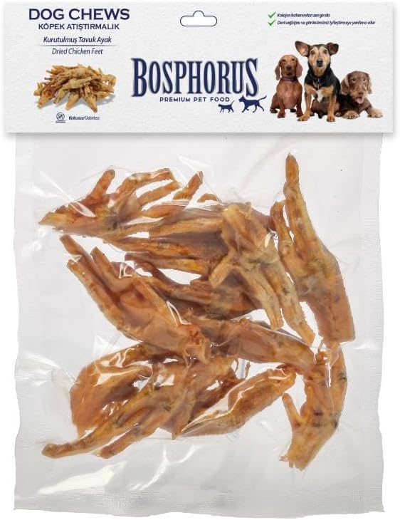 BOSPHORUS Köpek Çiğneme Ödülü, Kurutulmuş Tavuk Ayak, 100 Gram