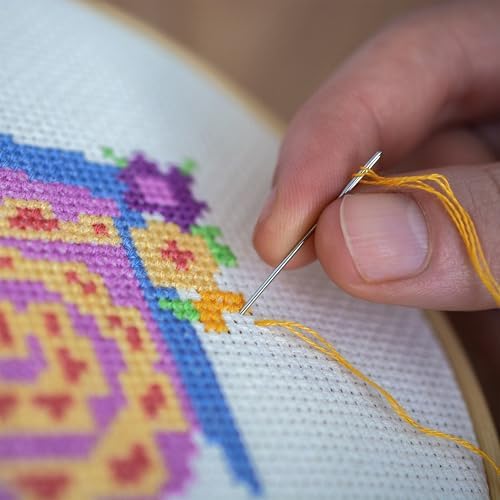 70-08995 Tatil Geleneği Kendin Yap Kişiselleştirilebilir Kanaviçe Çorap Seti, 40 cm L, 14 Adet Açık Mavi Aida, Çeşitli