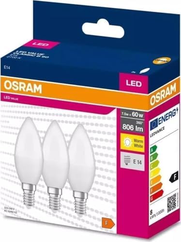Alternative view of Led Value CLB60 7,5W/827 3'lü E14 Duy Sarı Işık 2700K Led Mum Ampul