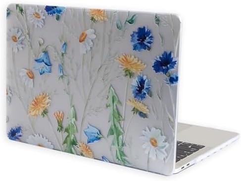 MacBook Air 13 İnç Kılıf A1369 A1466 Uyumlu Mat TPU Sert Kapak Çiçek Desenli UV Lazer Baskı İnce Hafif Koruma Darbe Emici Tasarım Sarı