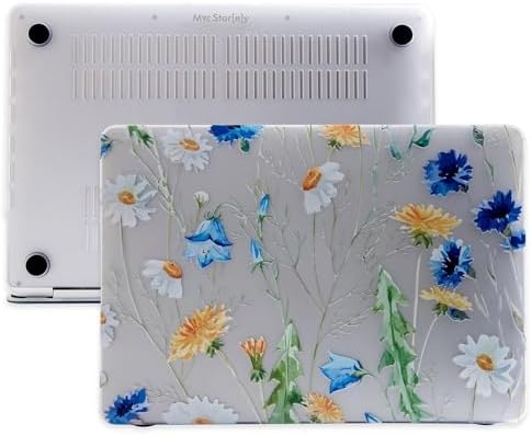 Alternative view of MacBook Air 13 İnç Kılıf A1369 A1466 Uyumlu Mat TPU Sert Kapak Çiçek Desenli UV Lazer Baskı İnce Hafif Koruma Darbe Emici Tasarım Sarı