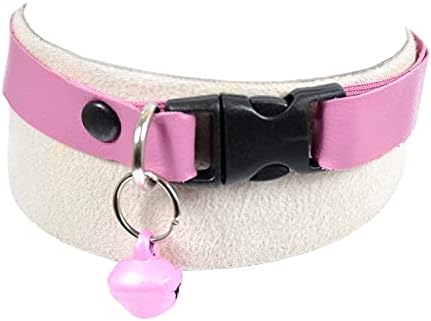 Alternative view of Deri Zilli Kedi Köpek Tasması Boyun Tasma Ayarlı 2'li Set Sarı Pembe