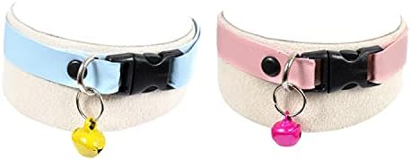 Alternative view of Deri Zilli Kedi Köpek Tasması Boyun Tasma Ayarlı 2'li Set Mavi Pembe
