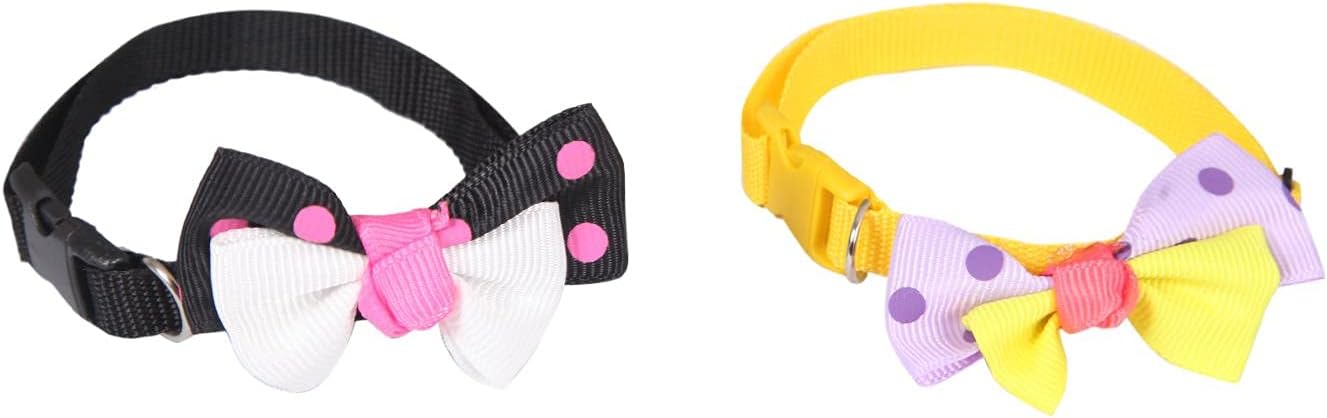 Papyonlu Kedi ve Köpek Boyun Tasması 2 Adet, Çok Renkli (Siyah ve Sarı), 34 cm, Padded