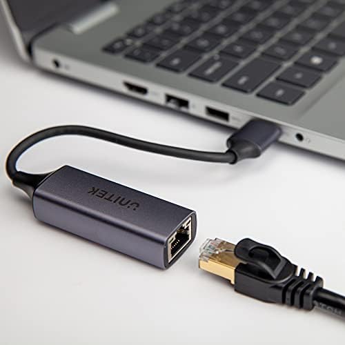 Unitek USB-C Gigabit Ethernet Adaptörü │ USB tip C LAN Ethernet 10/100/1000 Mbps Dönüştürücü│ USB 3.0 5 Gbps │ Alüminyum, Kablo 12 cm │ Neztweradapter Win, Mac, Linux│Plug&Play