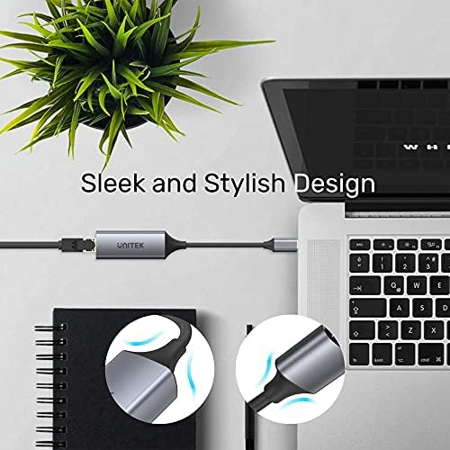 Alternative view of Unitek USB-C Gigabit Ethernet Adaptörü │ USB tip C LAN Ethernet 10/100/1000 Mbps Dönüştürücü│ USB 3.0 5 Gbps │ Alüminyum, Kablo 12 cm │ Neztweradapter Win, Mac, Linux│Plug&Play