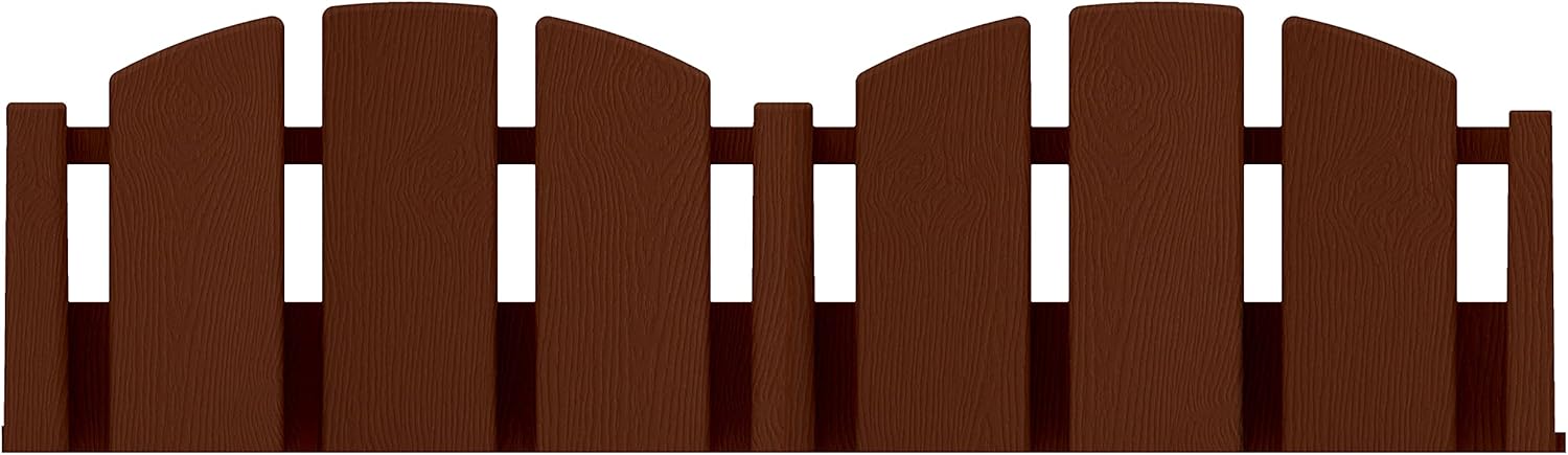 EasyFlex Ankraj Çivili Kazılmayan Peyzaj Kenarları, 11,4 cm Uzunluğunda Dekoratif Adirondack Ahşap Görünümlü Çit Bahçe Bordürü, 15 Ayak Kiti, Kahverengi (3600BR-15C-6)