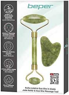 Beper C301ABE101 Gua Sha Taşında Jade Roller & Gua Sha Masaj Aleti, Yüz ve Vücut Masaj, Rahatlatıcı, Modelleme ve Yaşlanma