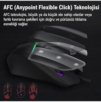 Alternative view of W60 Max 10.000 CPI 10 Tuş Optik RGB UC3&4 Aktif Kablolu Kırmızı Gaming (Oyuncu) Mouse