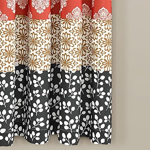 Lush Çizgili Pencere Perdesi Panel Çifti, 160 cm Uzunluk x 132 cm Genişlik, Turkuaz ve Turuncu