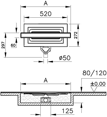 Alternative view of V- Eco- 5702036 Duş Kanalı Yandan Çıkışlı DK100 Mat Krom