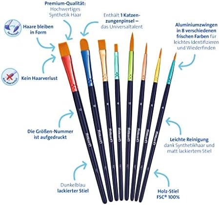Alternative view of Lot de 8 pinceaux synthétiques de qualité supérieure