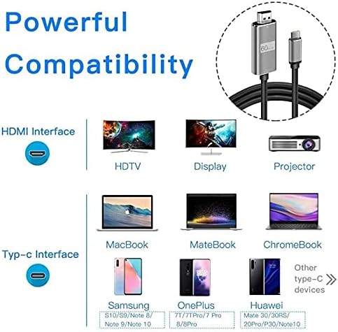 HC-01 Type-C to 4K Ultra Full HD HDMI USB-C Tak Çalıştır Görüntü Aktarım Kablosu-1.8m