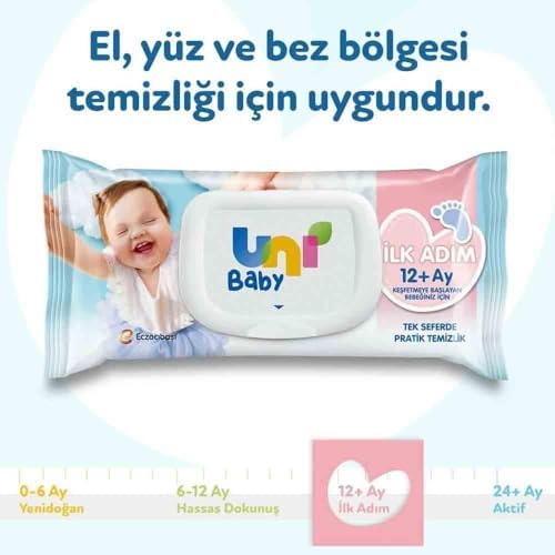 Uni Baby İlk Adım Islak Mendil 52'li