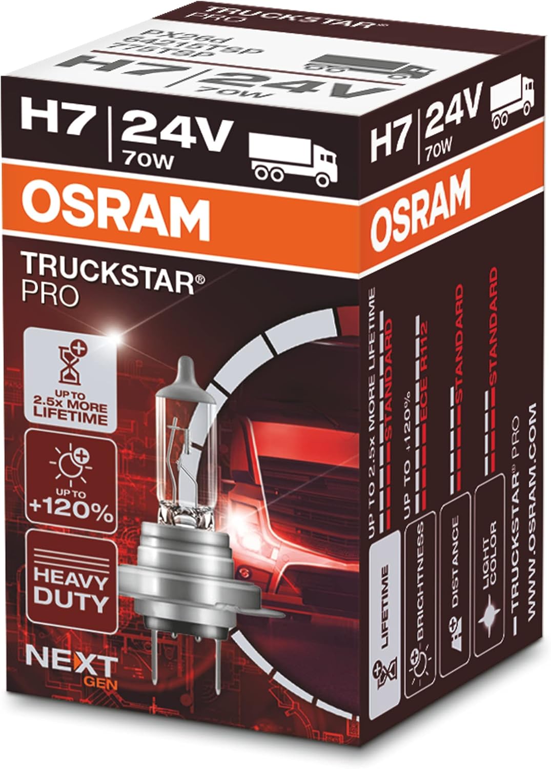 Alternative view of Ampul Truckstar Pro H7 24V 70W%120'ye kadar Fazla Işık 2.5x daha uzun kullanım süresi 64215TSP