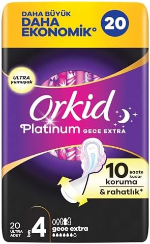 Orkid Platinum Hijyenik Ped Gece Ekstra (Boy 4) 20 Adet Ped