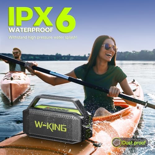Alternative view of W-KING Subwoofer ile Taşınabilir Loud Bluetooth Hoparlörler, (100W Tepe) 60W Açık Hoparlör Bluetooth Kablosuz Su Geçirmez Hoparlör, Derin Bas/V5.0/40H Oynatma/Güç Bankası/TF Kartı/AUX/EQ, Parti, Ev
