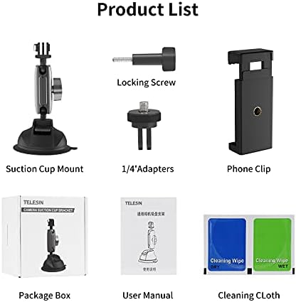 Alüminyum Alaşımlı Araç Vantuz Montajı, Hero 13 12 11 10 9 8 DJI OSMO Action 5 Pro 4 3 360 X5 X4 Mobil Telefon Kameraları için, Telefon Tutacılı Araç Ön Cam Montajı