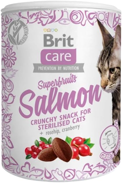 Brit Care Superfruits Crunchy Snack, Süper Besinli ( Kızılcık Ve Kuşburnu), Tahılsız, Somon Balıklı, Kıtır Kısırlaştırılmış Kedi Ödülü, 100 g