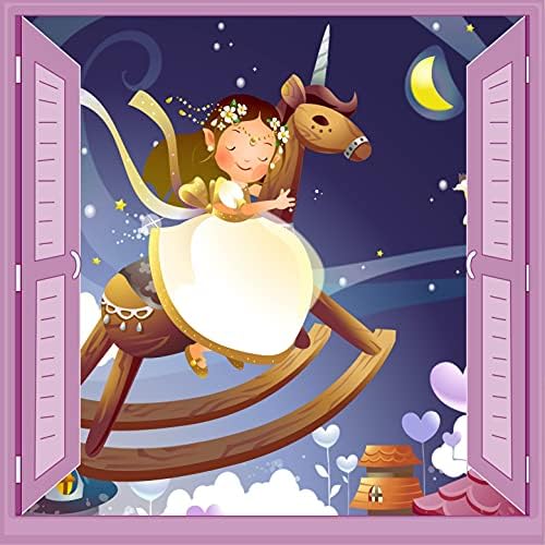 Çocuk Odası Bebek Odası Pencere Poster Duvar Kağıdı At ve Kız