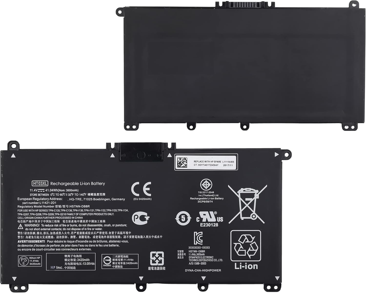 Alternative view of Yedek pil HT03XL HP Pavilion 14-CE 14-CF 15-CS 15-DA HSTNN-DB8R ile uyumlu