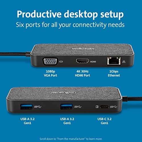 SD1650p USB-C 4K taşınabilir yerleştirme istasyonu, HDMI özellikli mobil dock, /Chrome OS/Windows 7 cihazlarıyla uyumlu, USB C HDMI adaptörü, K34020WW