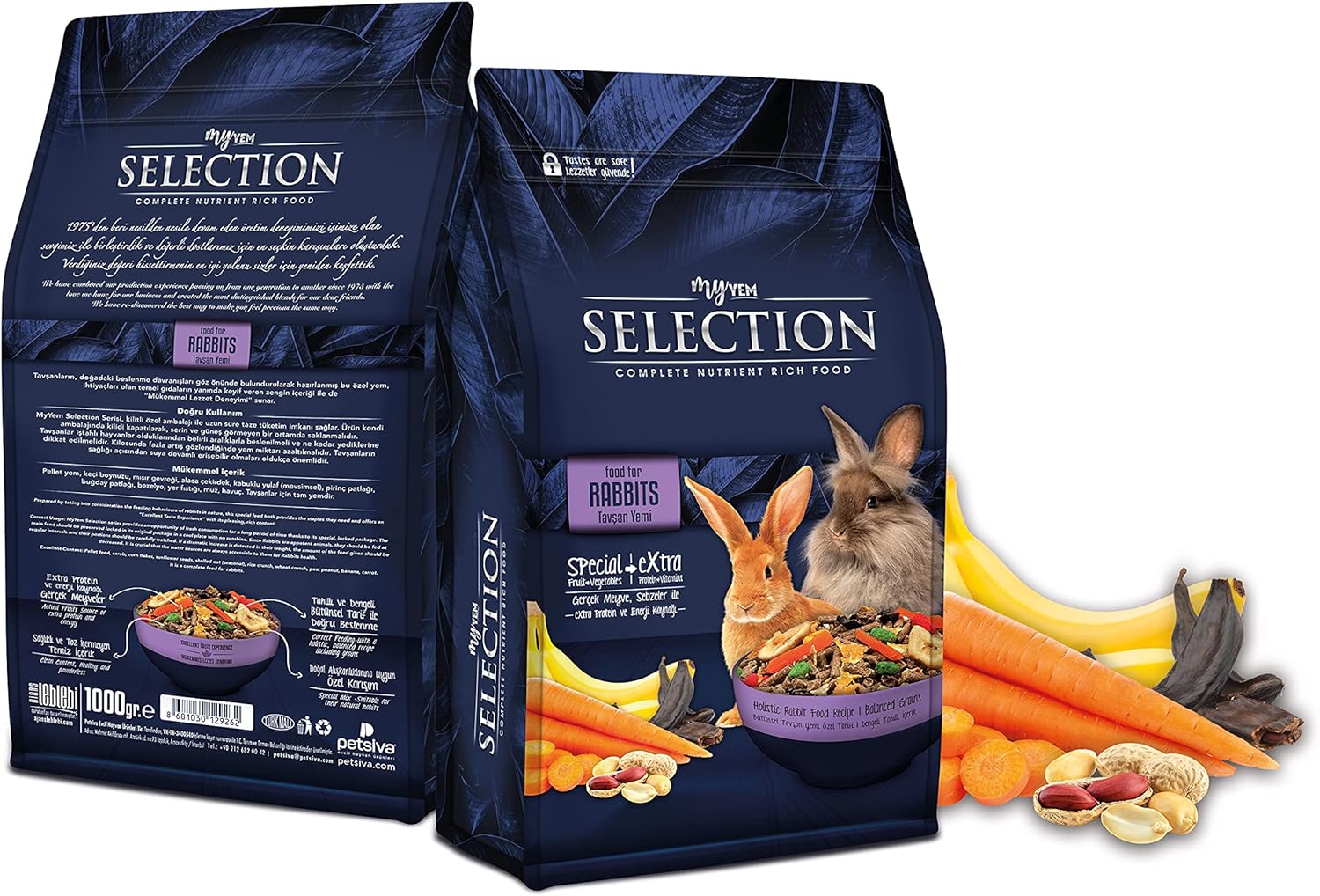 kuru sebze ve meyveli takviyeli tavşan yemi 750gr