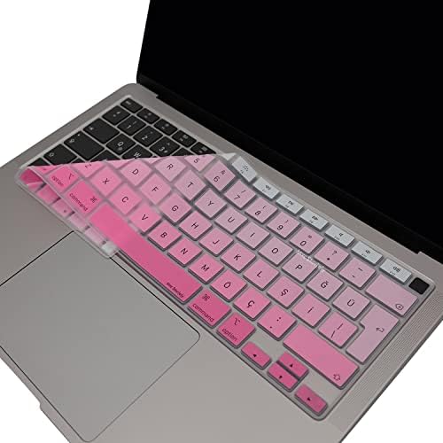 Türkçe Q Klavye Koruyucu MacBook Air 13 Retina 2020 Uyumlu A2179 A2337 M1 | US Amerikan Düz Enter | Silikon Klavye Kaplama Pembe