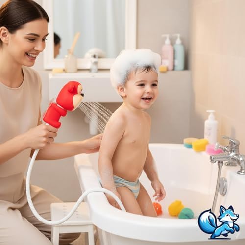 Sevimli Hayvan Figürlü Bebek Duş Başlığı – Annelerin Yardımcısı Eğitici Banyo Oyuncağı, Kolay Kurulum, El-Göz Koordinasyonu Geliştirici, Çocuklar İçin Renkli ve Eğlenceli