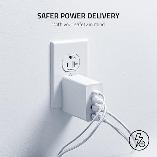 Alternative view of USB-C GaN Şarj Cihazı - Taşınabilir Hızlı Şarj Cihazı (2X USB-C, 2X USB-A, ABD, AB ve İngiltere portlu) Beyaz
