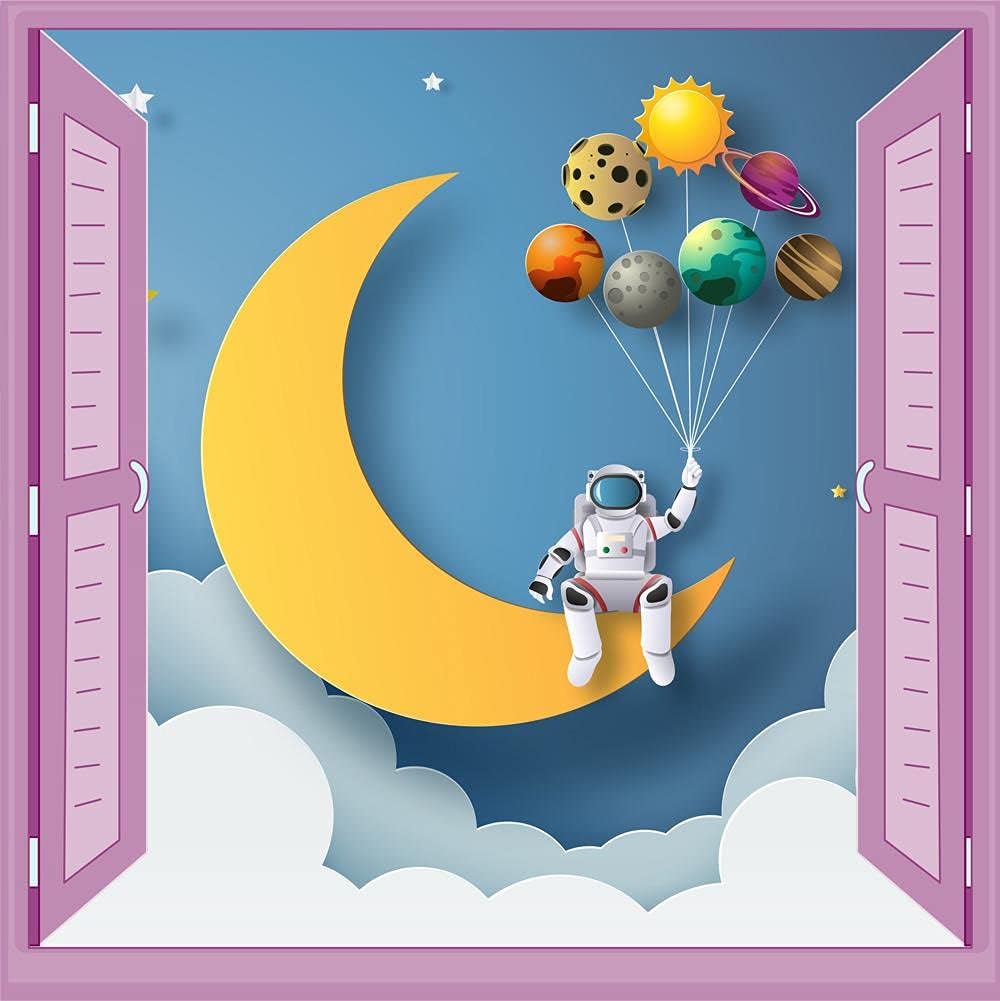 Alternative view of Çocuk Odası Bebek Odası Pencere Poster Duvar Kağıdı Astronot Ay