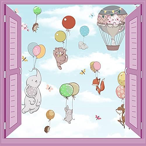 Çocuk Odası Bebek Odası Pencere Poster Duvar Kağıdı Balonlar