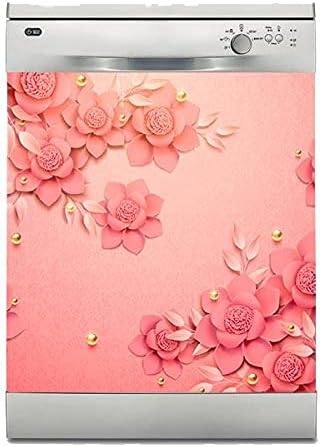 Bulaşık Makinesi Kaplama Beyaz Eşya Kaplama 3D Pembe Gül