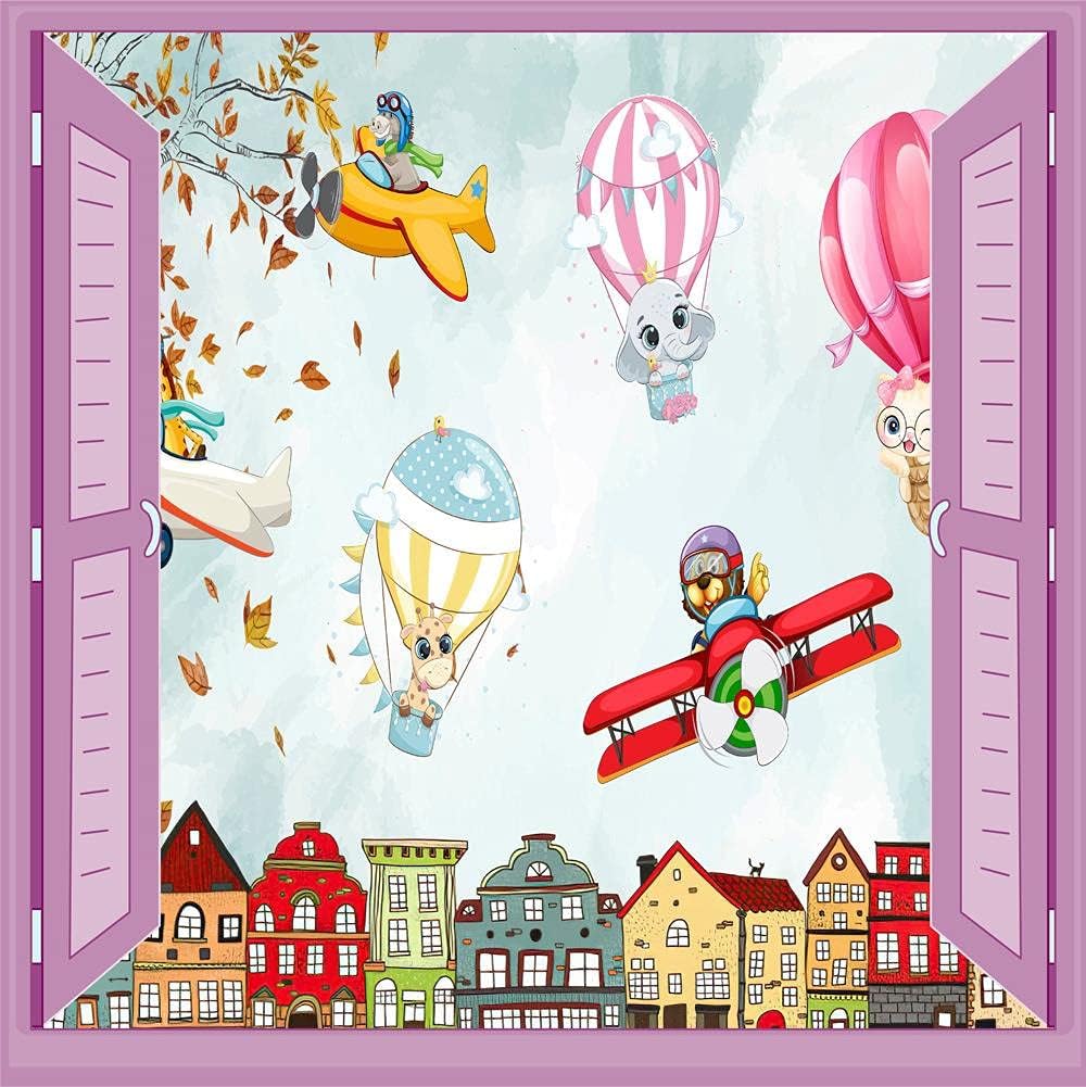 Alternative view of Çocuk Odası Bebek Odası Pencere Poster Duvar Kağıdı Balonlar Hayvanlar