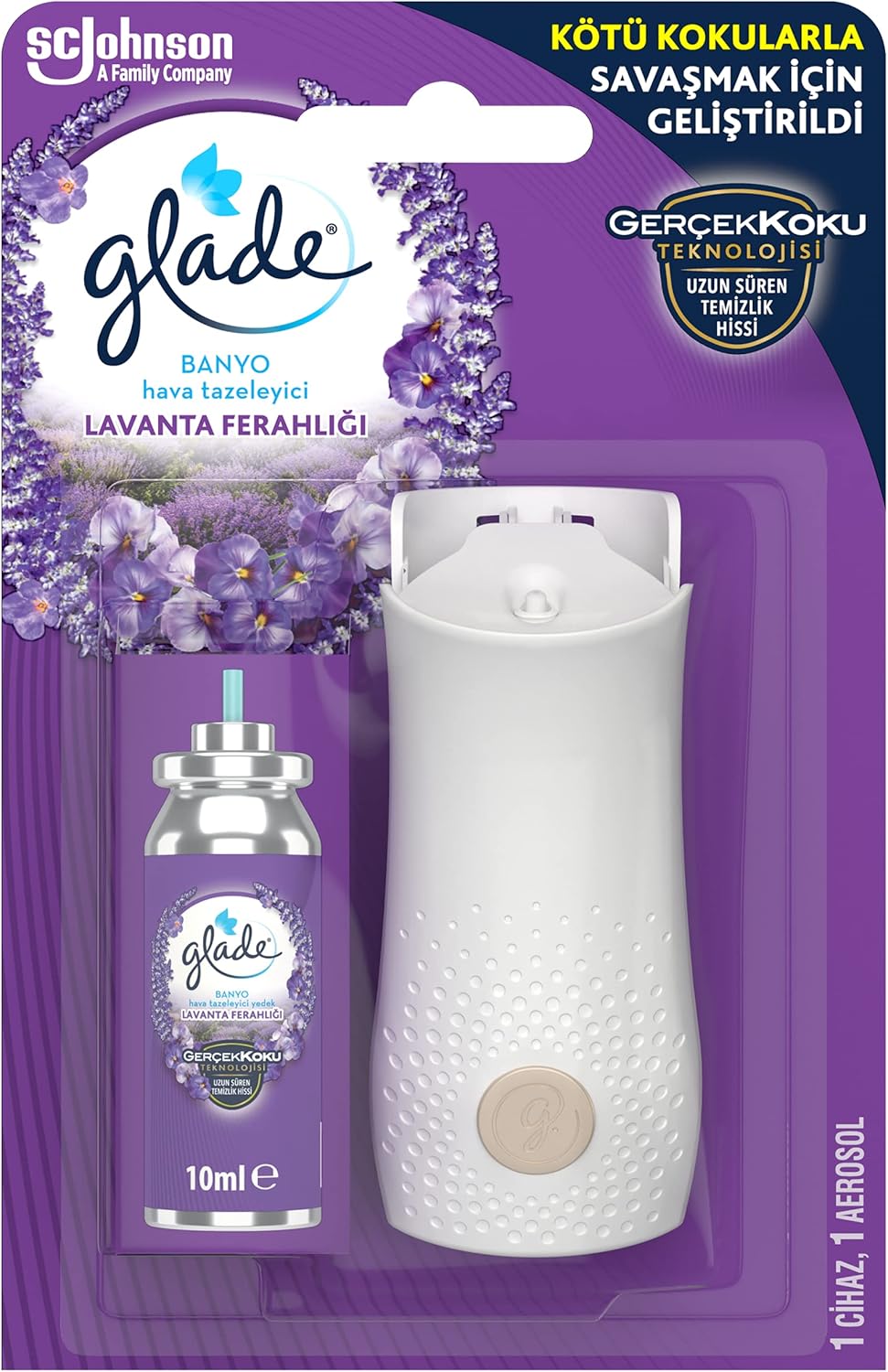 Glade Banyo Hava Tazeleyici Cihaz ve Yedek Lavanta Ferahlığı 10 ml