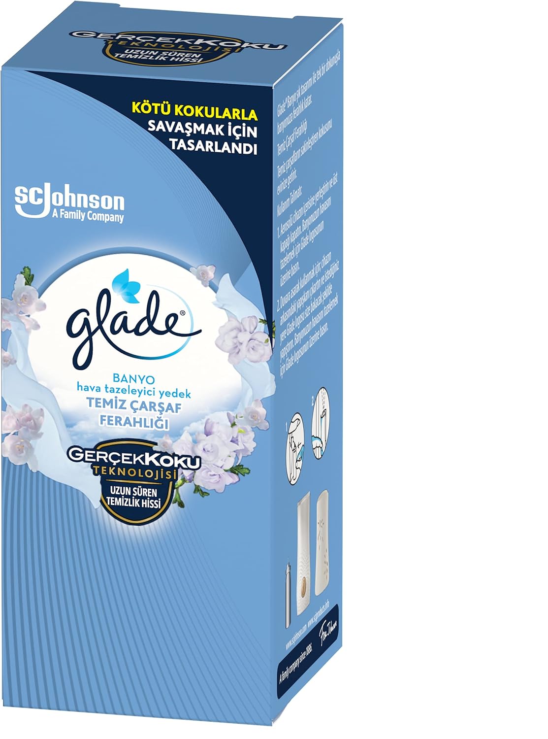 Glade Banyo Hava Tazeleyici Yedek Temiz Çarşaf Ferahlığı, 10 ml, Beyaz