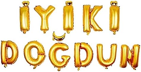 Patladı Gitti İyi Ki Doğdun 11 Parça Harf Altın Renk Folyo Balon Seti