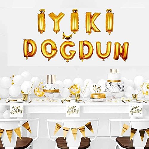 Alternative view of Patladı Gitti İyi Ki Doğdun 11 Parça Harf Altın Renk Folyo Balon Seti