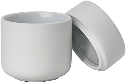 Alternative view of Ume Kozmetik Kutusu, Kapaklı Seramik Saklama Kutusu, Çap 8,3 cm, Yükseklik 10,3 cm, Yumuşak Gri