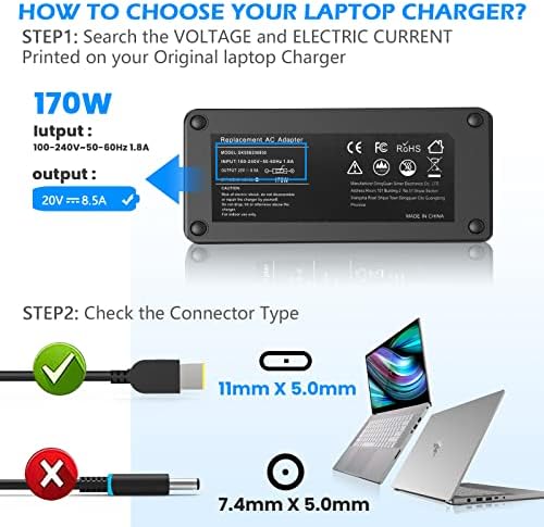20 V 8.5A 170 W ADL170nlc3a 4x20e50578 45n0113 36200296 Thinkpad için Laptop Şarj için Yedek P50 P50 P7 0 W54 0 W541 W550s E440