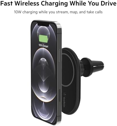 BoostCharge Kablosuz Şarj Manyetik Araç Telefonu Montaj Tutacağı, MagSafe Etkinleştirilmiş aygıtlar ile uyumlu (Kablo Dahil)