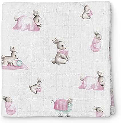 Bébé Lapin Rose Müslin Bebek Örtüsü 100x100 cm%100 Pamuk Pembe
