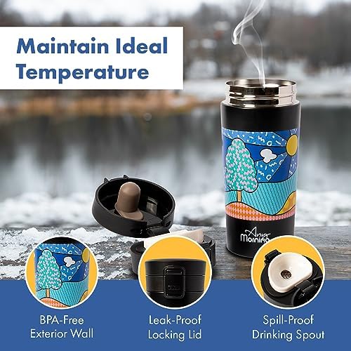 Any Morning 380 ml Paslanmaz Çelik Termos Mug, Çift Katmanlı, Sızdırmaz Kapaklı, Siyah BA21522