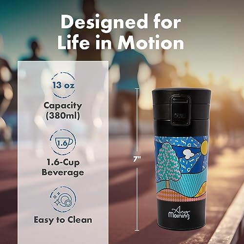 Alternative view of Any Morning 380 ml Paslanmaz Çelik Termos Mug, Çift Katmanlı, Sızdırmaz Kapaklı, Siyah BA21522