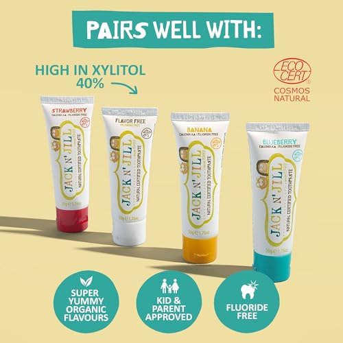 N'Jill N' Jill Kids Plastik Serbest Organik Diş Fırçası, Sıfır Atık Naylon Bristles Kauçuk Üzerinde Yumuşak Olur, Küçük Eller için Ergonomik Saplar, First Tooth İçin Uygundur -