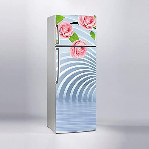 Buzdolabı Kaplama Dolap Kaplama Etiketi 3D Tünel Pembe Gül