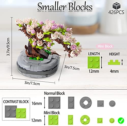 Alternative view of Bonsai Ağacı Sukulent/Sakura Saksı Bitki Yapı Blokları Seti, Hediyeler için Yapay Çiçek İnşaat Kitleri, Yetişkinler/Gençler için Kendin Yap Buket Yapı Tuğlaları (Sakura)