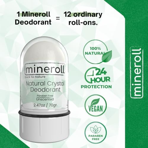 Alternative view of Doğal Kristal Deodorant - Vegan, Kokusuz, 24 Saat Koruma, Kadın ve Erkeler İçin - Alum Taş, Mineral Tuz, Roll-on, 70 gr